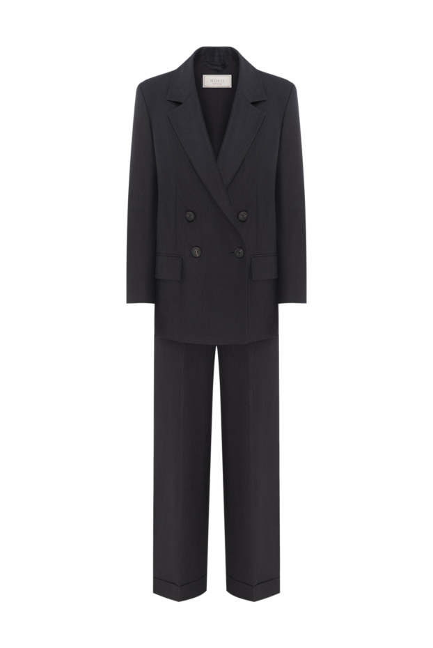 Peserico women's dark blue double-breasted suit with wide trousers 189253 - photo 1