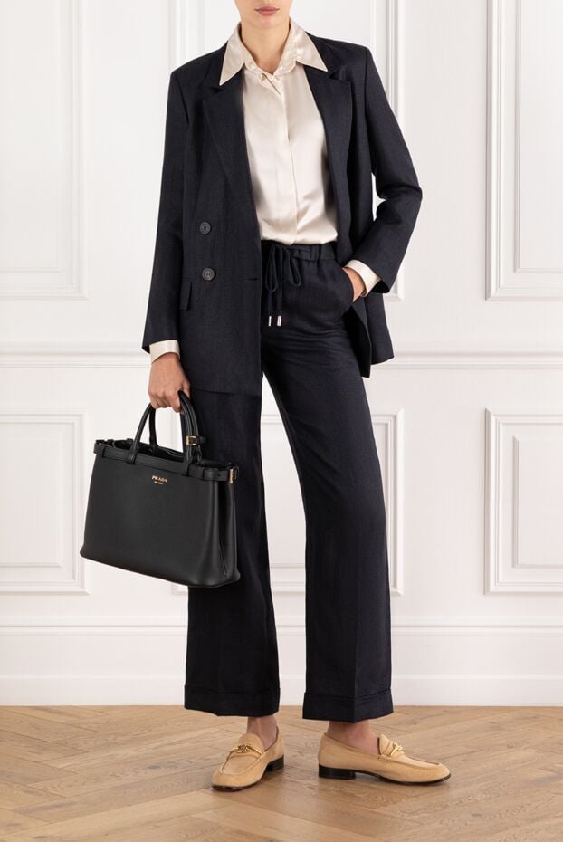 Peserico women's dark blue double-breasted suit with wide trousers 189253 - photo 2
