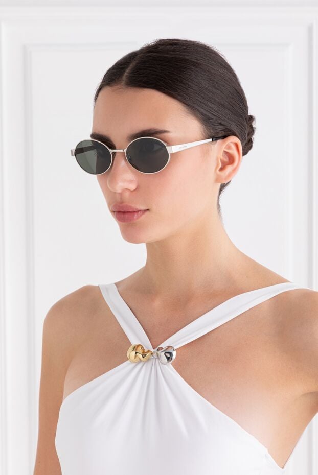 Saint Laurent gray sunglasses with round metal frame and nylon lenses 189262 - photo 2