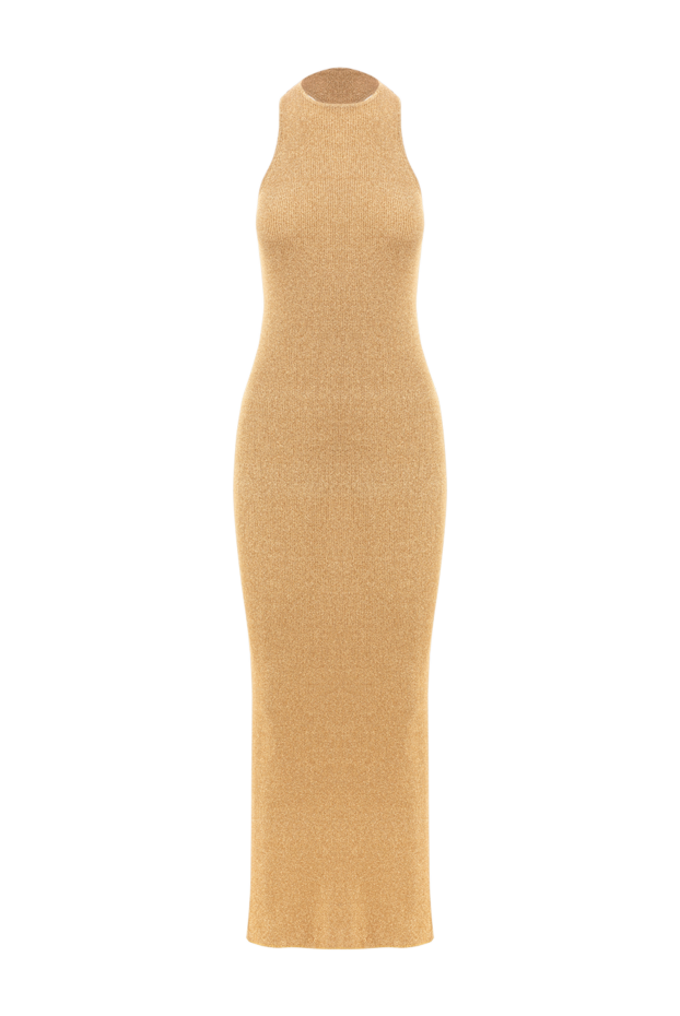 Saint Laurent yellow ribbed lame racerback dress 189270 - photo 1