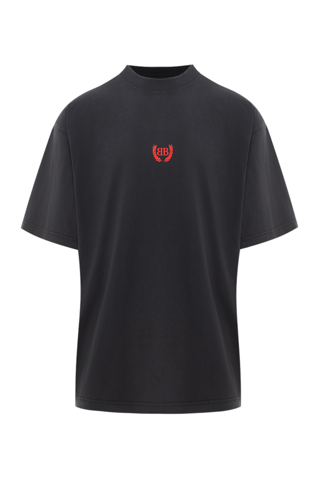Balenciaga black cotton crew neck t-shirt with embroidered logo 189287 - photo 1