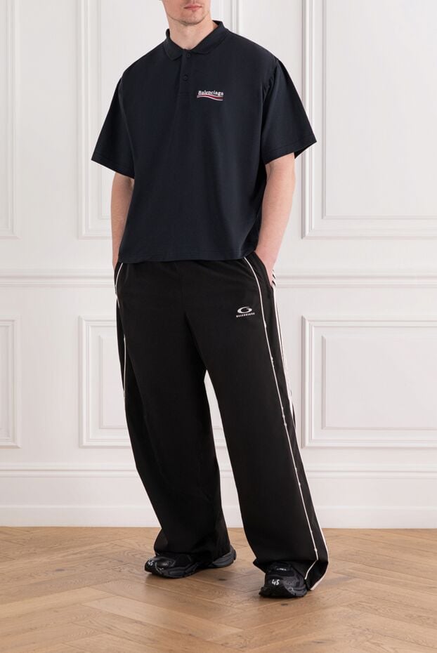 Balenciaga men's black cotton polo shirt with logo 189311 - photo 2