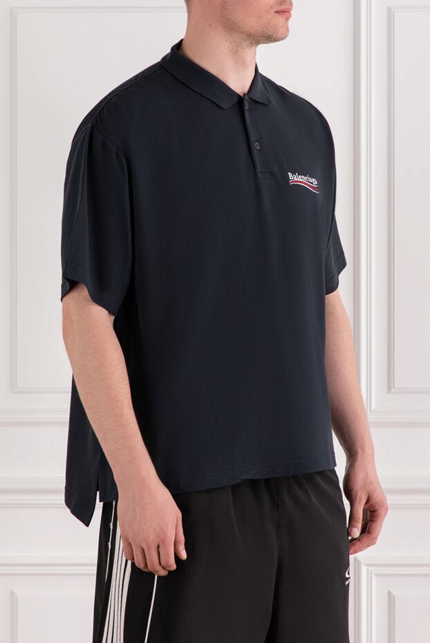 Balenciaga men's black cotton polo shirt with logo 189311 - photo 3