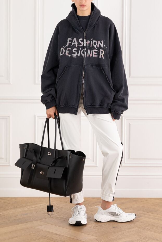 Balenciaga women's hoodie with a hood with a print fashion designer gray 189316 - photo 2