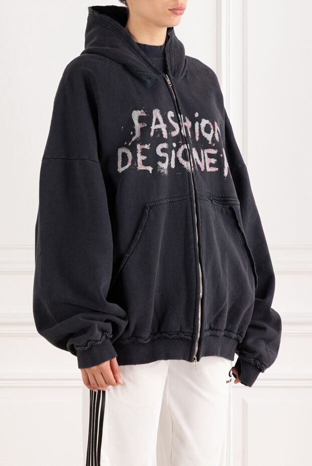 Balenciaga women's hoodie with a hood with a print fashion designer gray 189316 - photo 3
