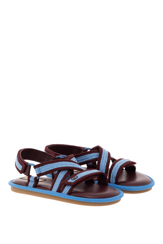 Valentino sandals made of blue textile leather with logo 189343 - photo 3