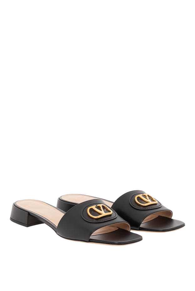 Valentino slide slides in calfskin with vlogo trim black 189345 - photo 3