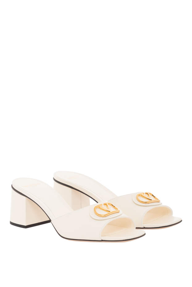 Valentino slide sandals in calfskin with vlogo signature trim in white 189348 - photo 3