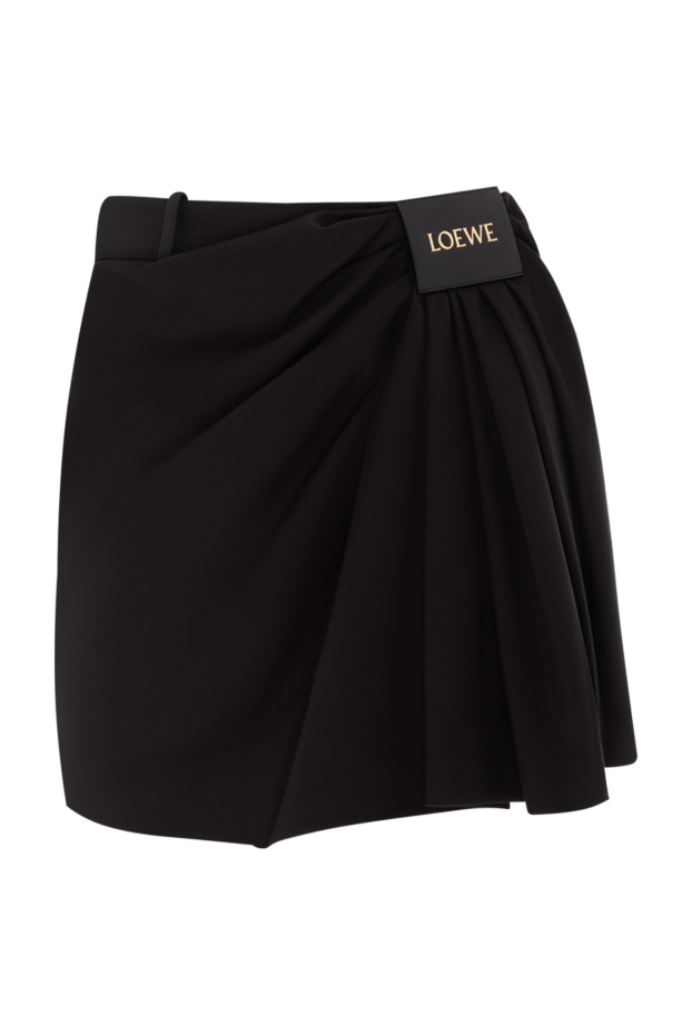 Loewe cotton and silk twill skirt with asymmetrical drape black 189352 - photo 1
