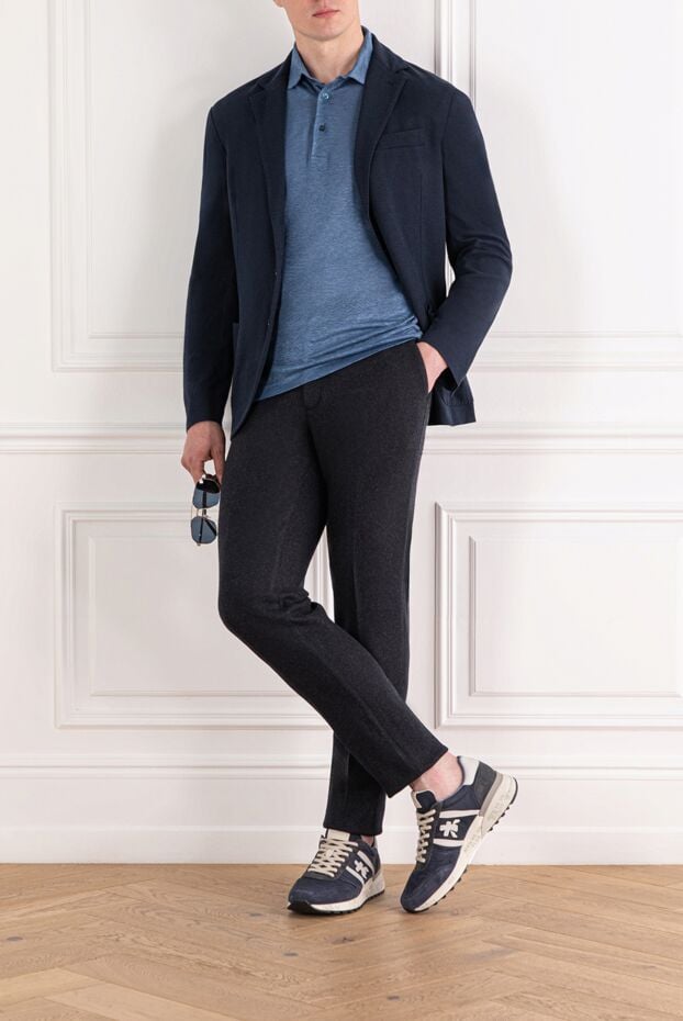 Loro Piana novalis classic trousers in double layer cashmere jersey blue 189399 - photo 2