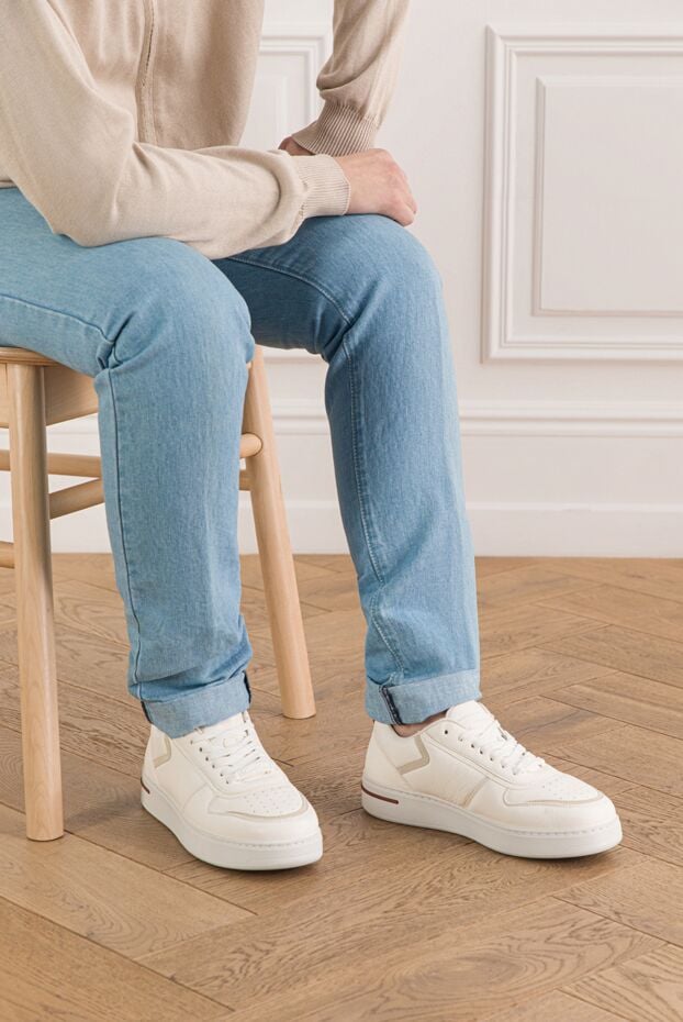 Loro Piana newport walk white leather suede sneakers 189402 - photo 2