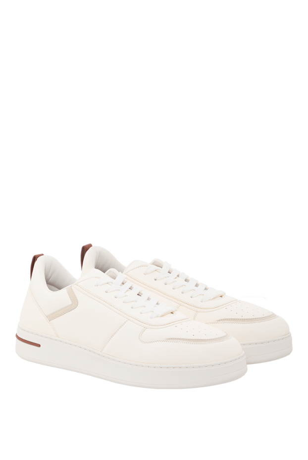 Loro Piana newport walk white leather suede sneakers 189402 - photo 3