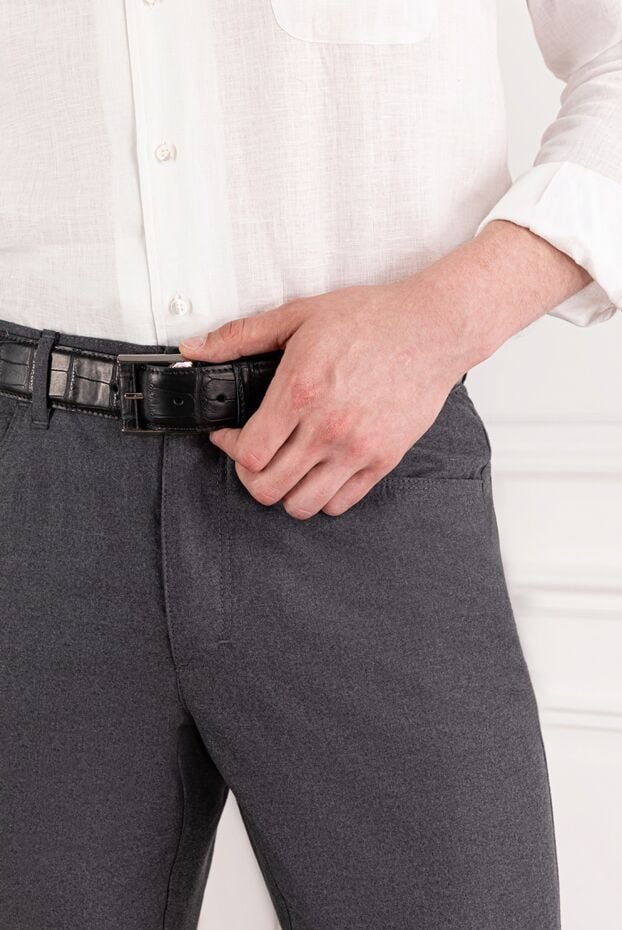 Cesare di Napoli men's black alligator leather belt 189572 - photo 2