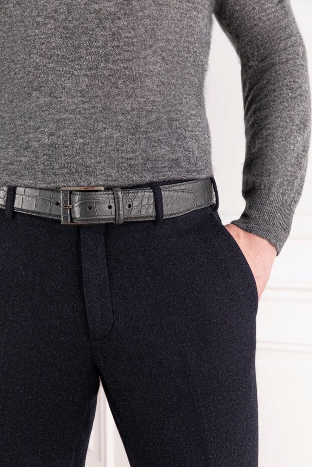 Cesare di Napoli men's grey alligator leather belt 189575 - photo 3