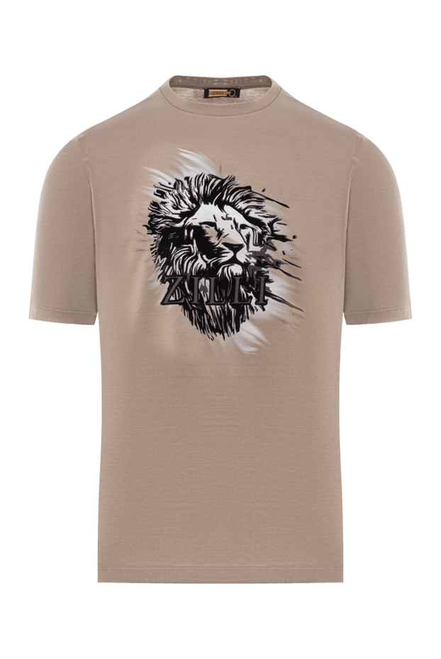 Zilli beige t-shirt with lion print and brand logo 189591 - photo 1