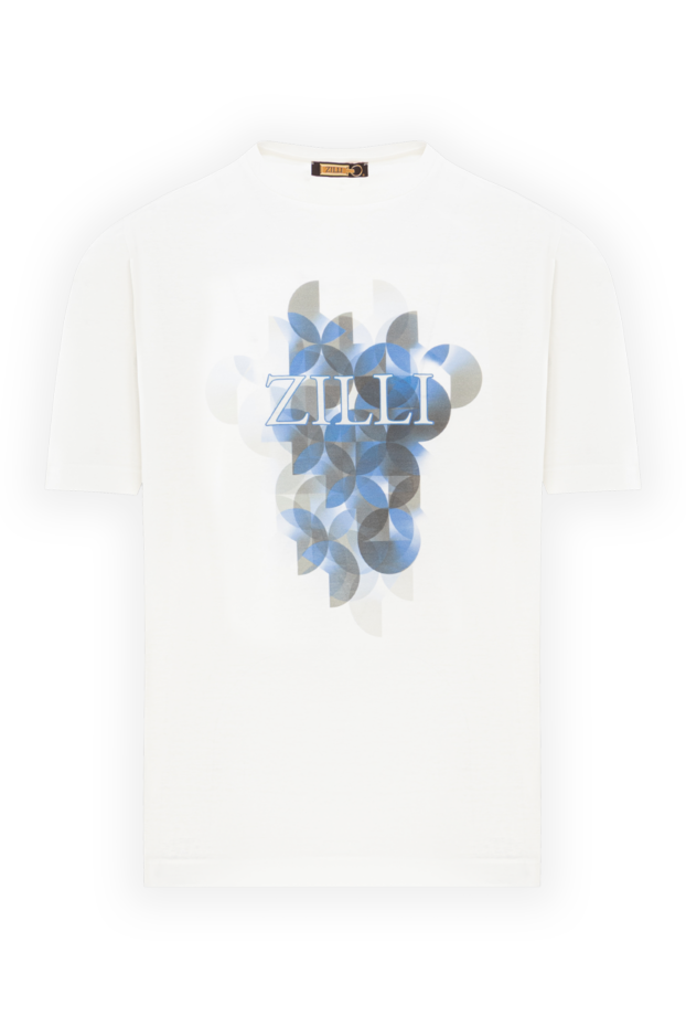 Zilli white t-shirt with abstract blue pattern and logo 189592 - photo 1