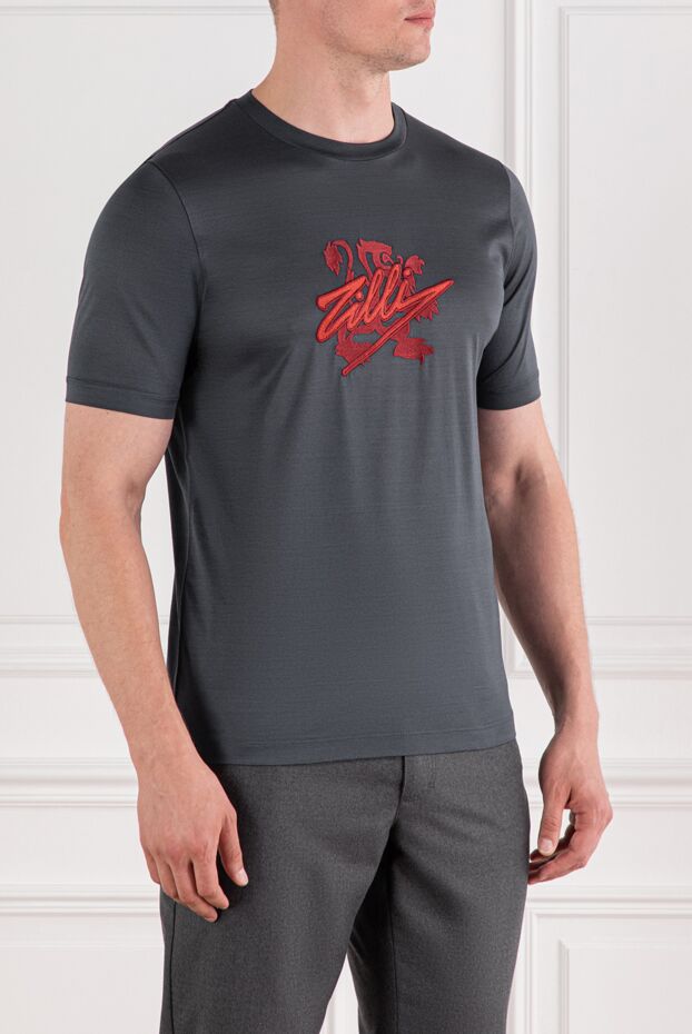 Zilli dark grey t-shirt with red crest and embroidered logo 189602 - photo 3
