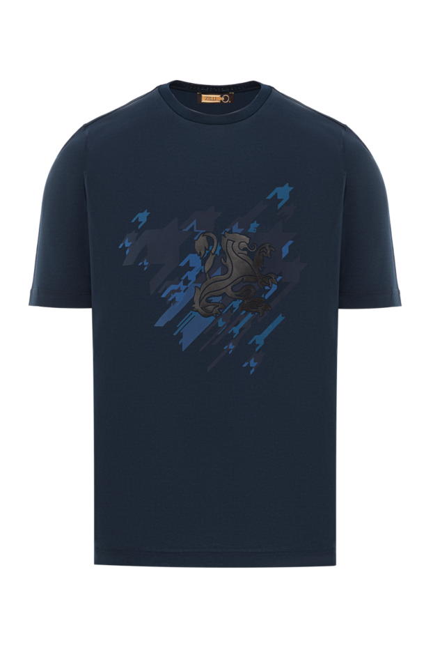 Zilli dark blue t-shirt with graphic print and lion emblem 189606 - photo 1