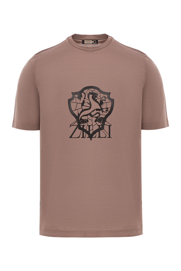 Zilli cocoa t-shirt with black coat of arms print 189607 - photo 1