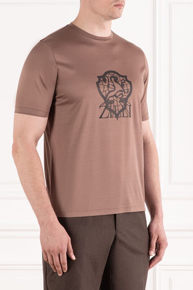 Zilli cocoa t-shirt with black coat of arms print 189607 - photo 3