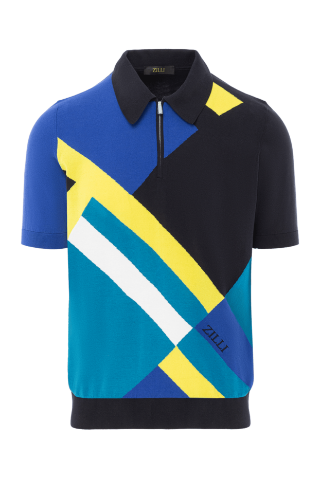 Zilli polo shirt with zip and graphic design in yellow and blue tones 189610 - photo 1