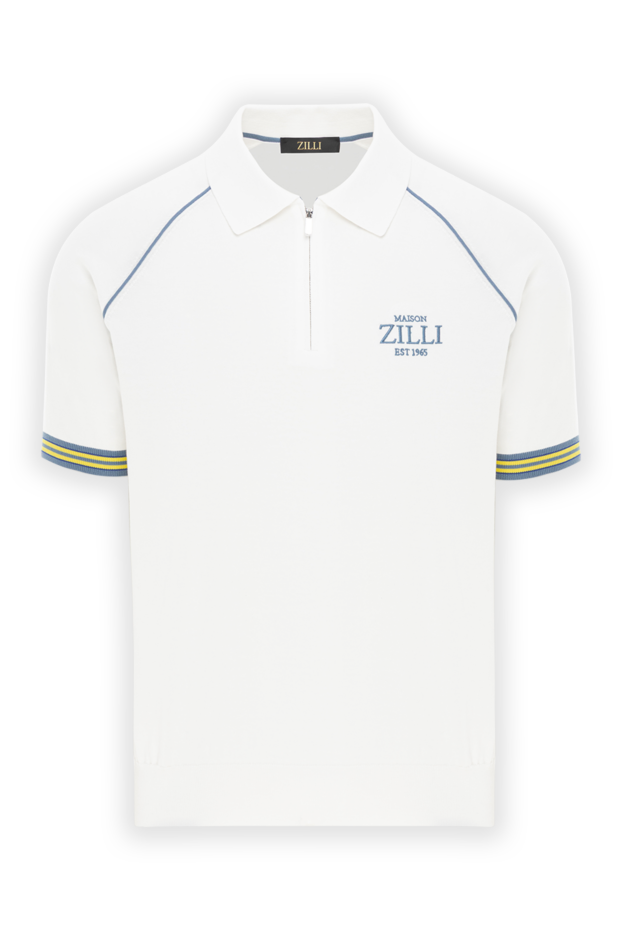 Zilli white polo with est 1965 embroidery and accent cuffs 189611 - photo 1