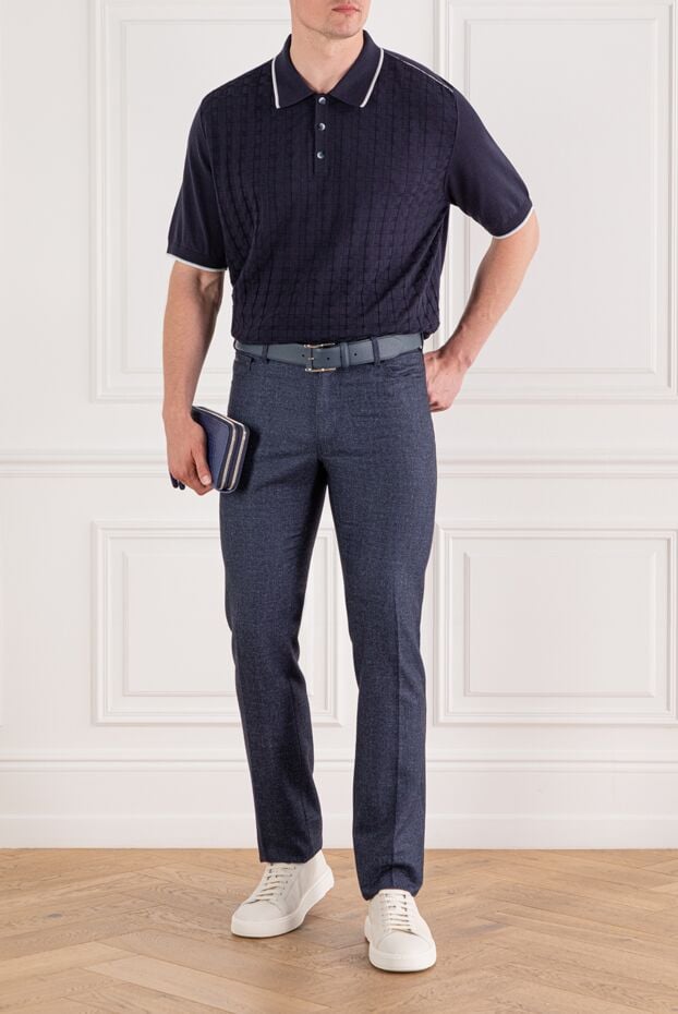 Zilli knitted polo with textured check and contrast trim on the collar 189614 - photo 2
