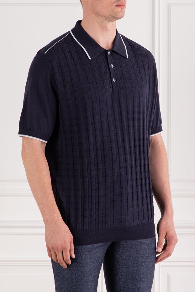 Zilli knitted polo with textured check and contrast trim on the collar 189614 - photo 3
