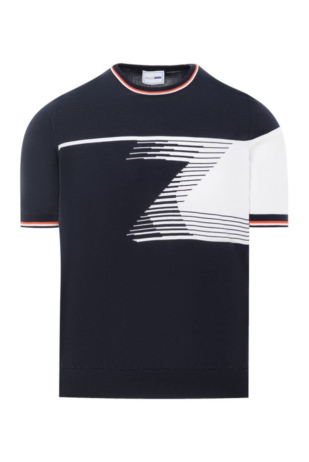 Zilli men's knitted jumper with a dynamic design in white and blue tones 189622 - photo 1