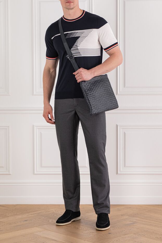 Zilli men's knitted jumper with a dynamic design in white and blue tones 189622 - photo 2
