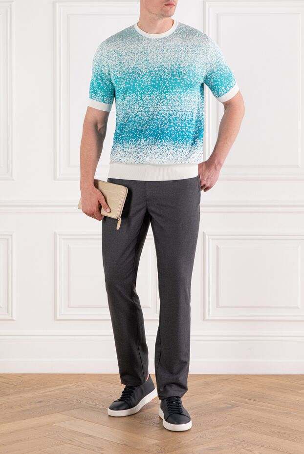 Zilli short sleeve jumper with gradient effect in turquoise and white 189623 - photo 2