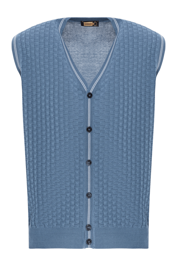 Zilli blue vest with voluminous weave and contrasting button trim 189625 - photo 1
