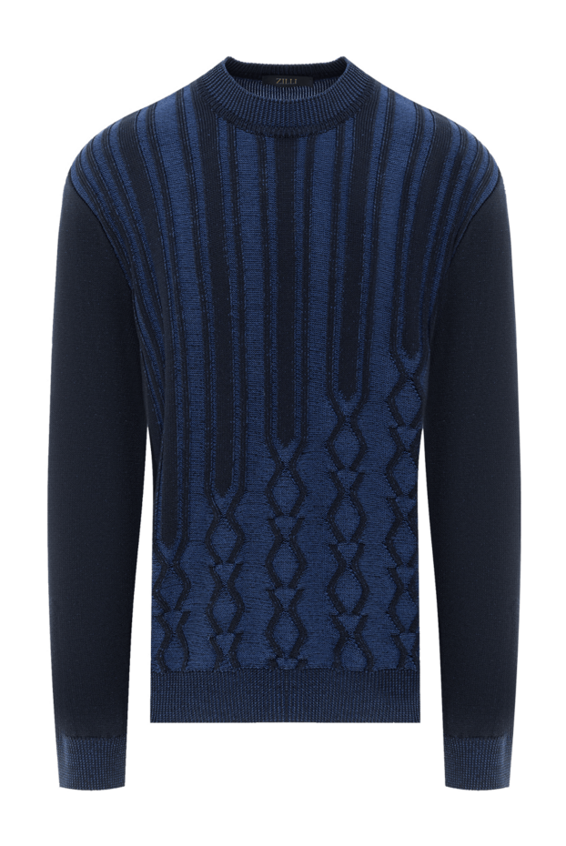 Zilli chunky knit jumper with graphic pattern in deep blue shade 189640 - photo 1