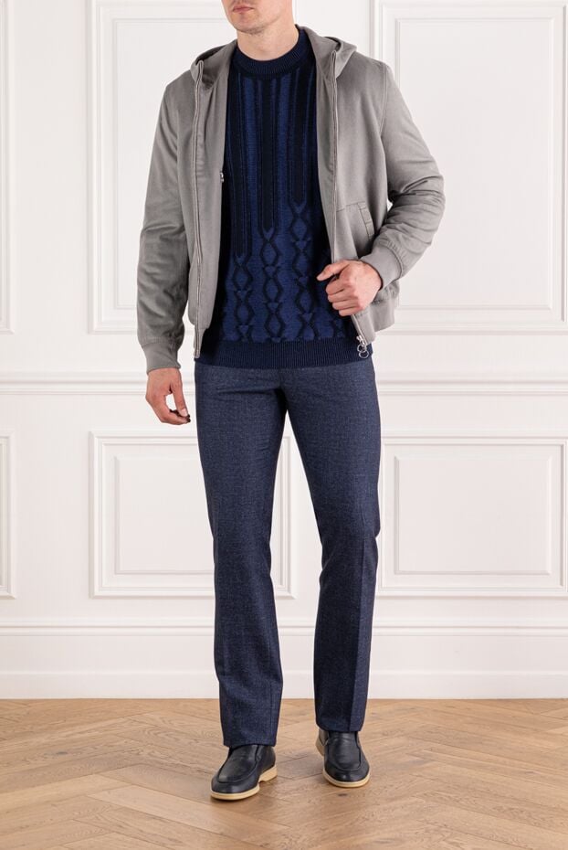 Zilli chunky knit jumper with graphic pattern in deep blue shade 189640 - photo 2