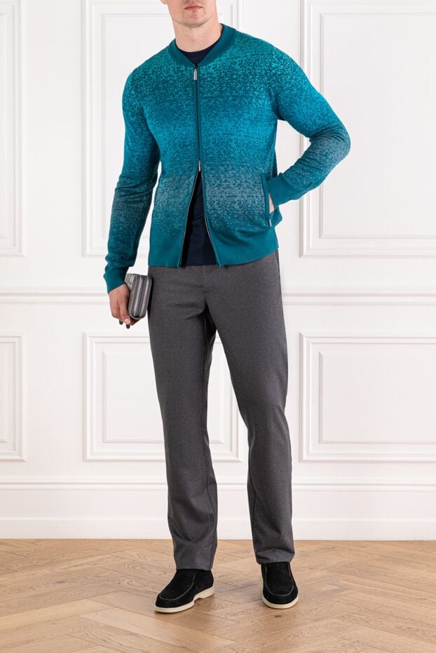 Zilli knitted cardigan with pixel print and ribbed collar green 189642 - photo 2