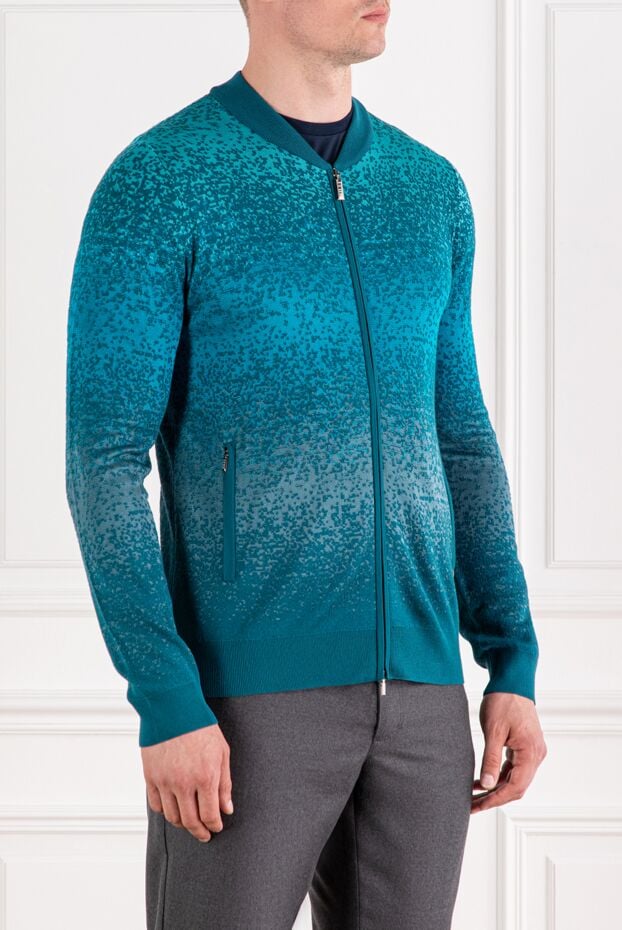 Zilli knitted cardigan with pixel print and ribbed collar green 189642 - photo 3