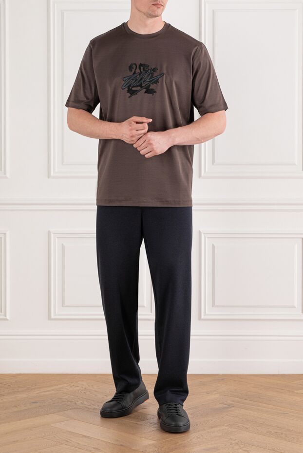 Zilli cotton and silk trousers with drawstrings and elastic waist blue 189645 - photo 2