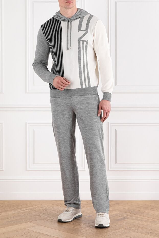 Zilli wool and silk suit with graphic hoodie and straight trousers 189646 - photo 2