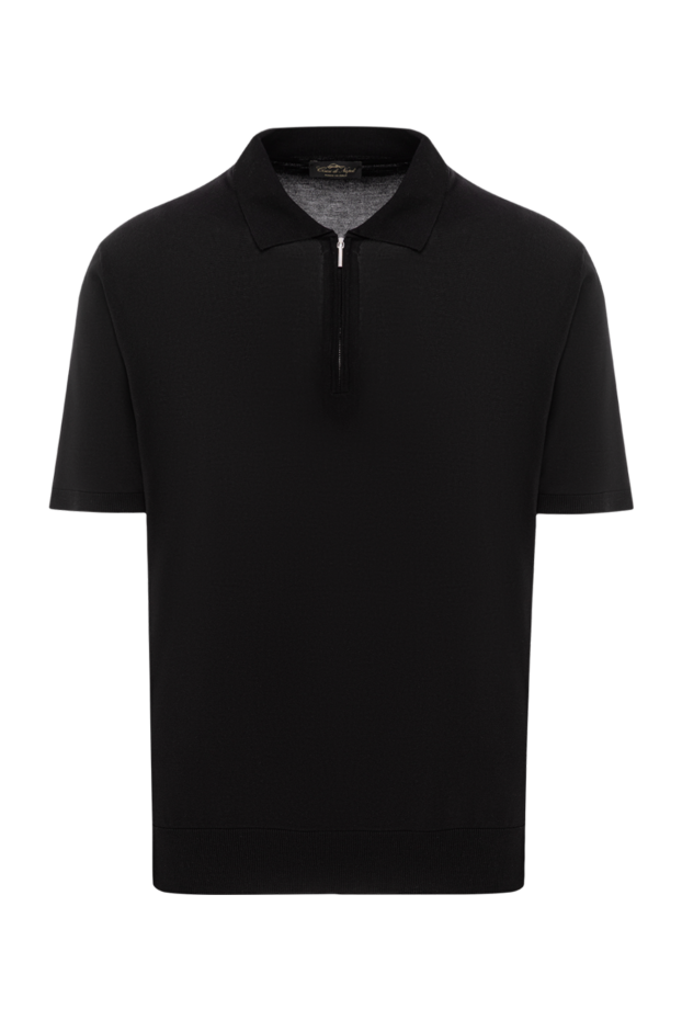 Cesare di Napoli black short sleeve zip up polo shirt made of silk 189674 - photo 1