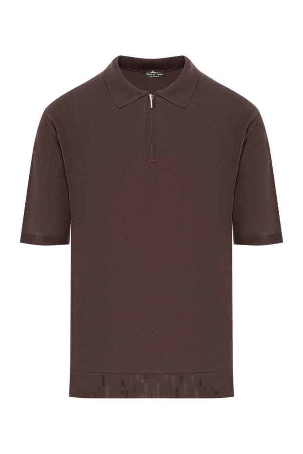 Cesare di Napoli chocolate silk polo shirt with zipped collar 189675 - photo 1