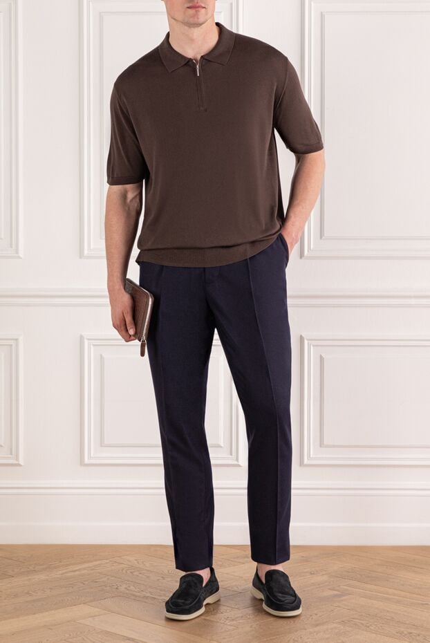 Cesare di Napoli chocolate silk polo shirt with zipped collar 189675 - photo 2