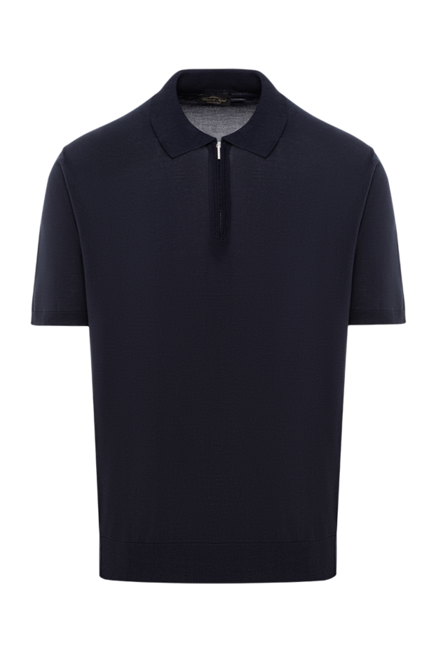 Cesare di Napoli polo shirt dark blue with short sleeves and zip made of silk 189676 - photo 1