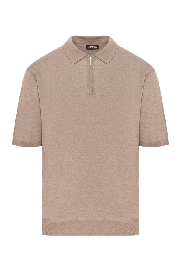 Cesare di Napoli beige polo shirt made of silk yarn with a neat zipper and a classic cut 189679 - photo 1