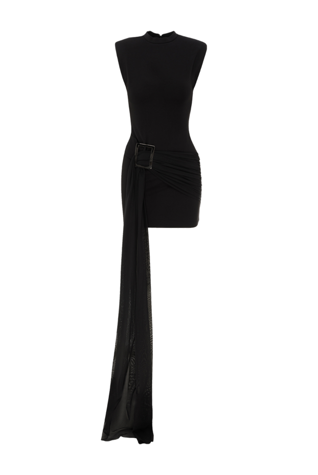 Khela black stretch draped mini dress with accent buckle 189684 - photo 1