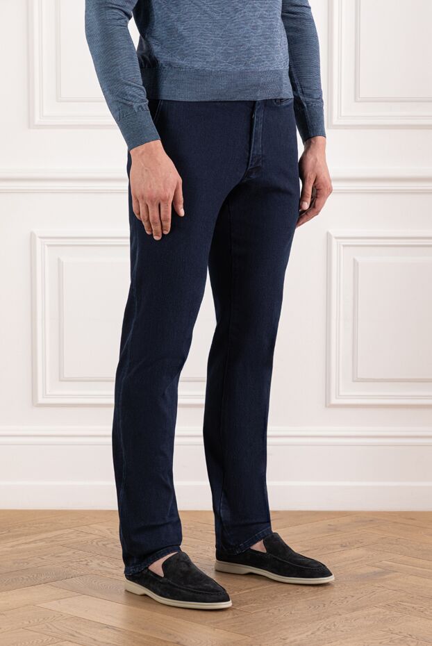 Scissor Scriptor dark blue jeans with slit pockets and minimalist trim 189711 - photo 3