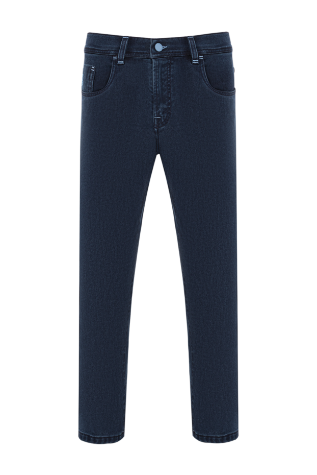Scissor Scriptor dark blue jeans with branded tartan patch 189732 - photo 1