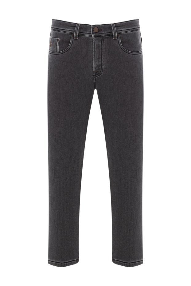 Scissor Scriptor straight leg grey washed jeans with brown leather patch 189734 - photo 1
