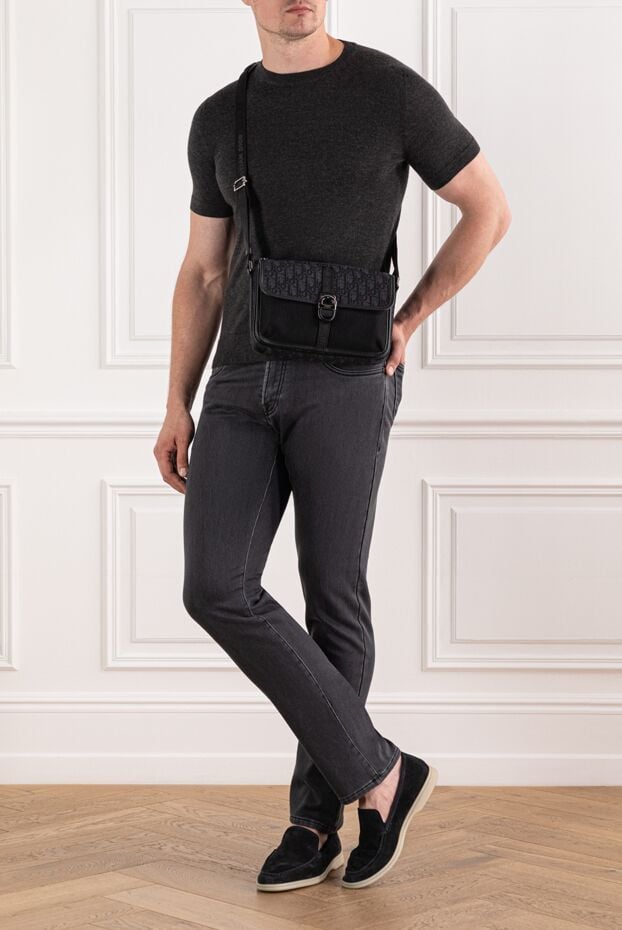 Scissor Scriptor straight leg grey washed jeans with brown leather patch 189734 - photo 2