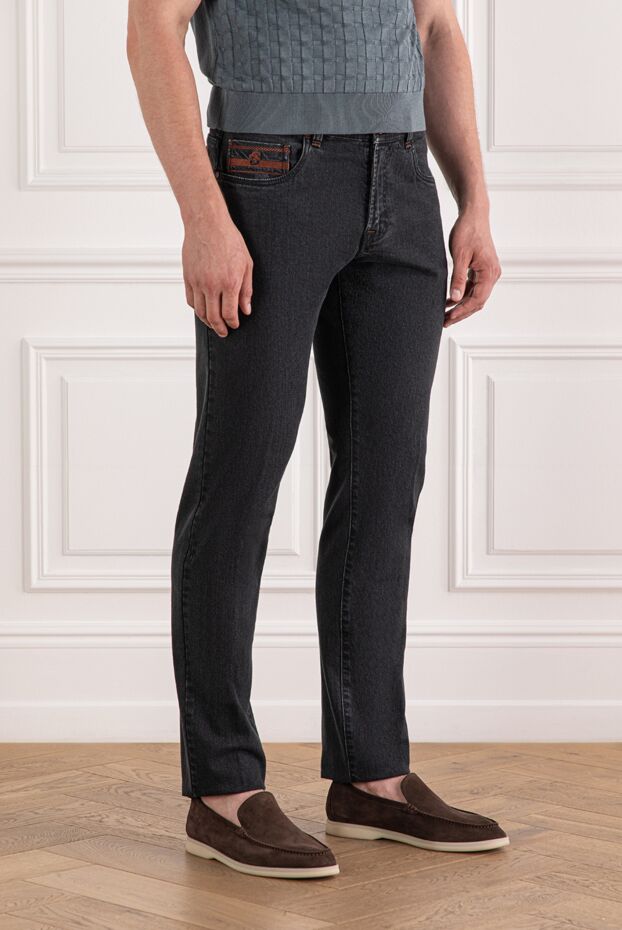 Scissor Scriptor dark grey jeans with designer embroidery and patch on the waist 189735 - photo 3