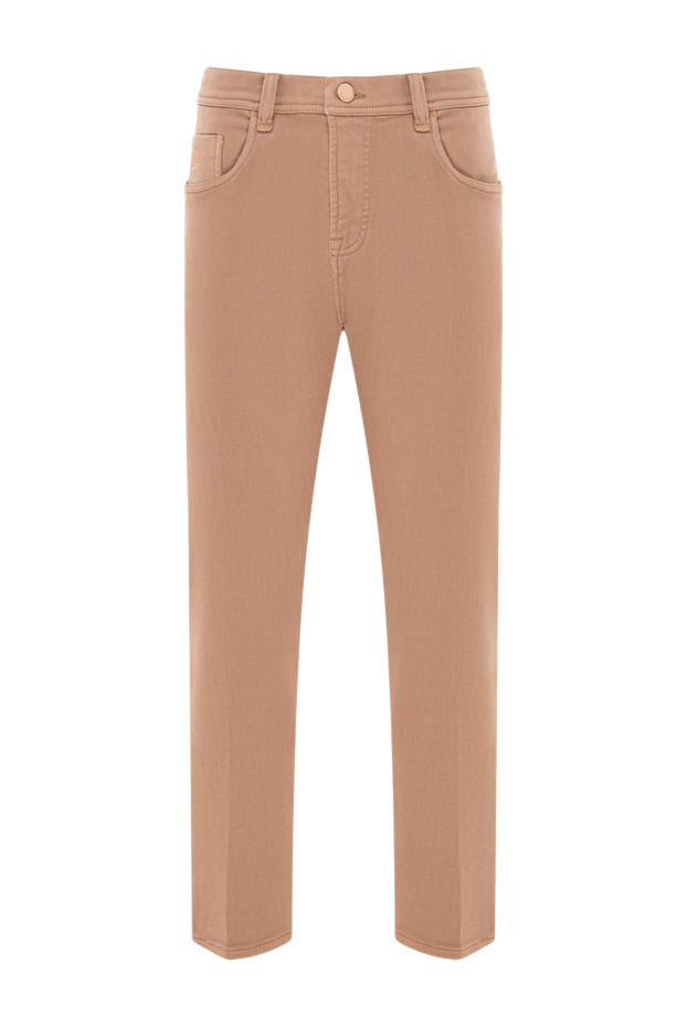 Scissor Scriptor comfortable jeans for every day made of textured beige cotton with a leather label 189737 - photo 1